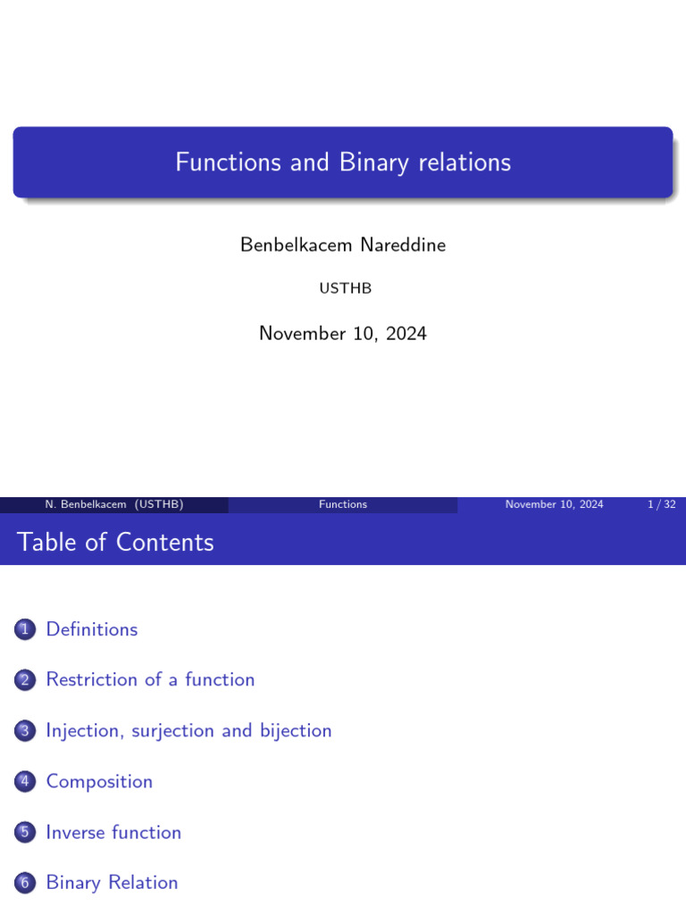 Functions and Binary Relations Overview | PDF | Function (Mathematics ...