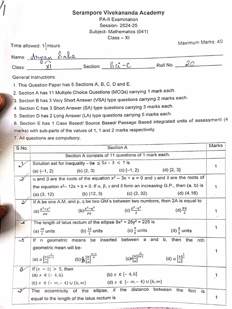 PA-2 Maths ?? | PDF