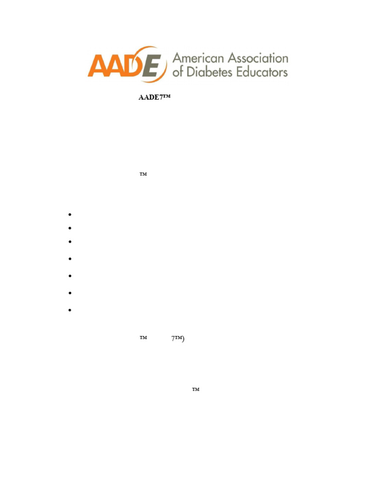 AADE7 Self-Care Behaviors for Diabetes | PDF | Diabetes | Electronic ...