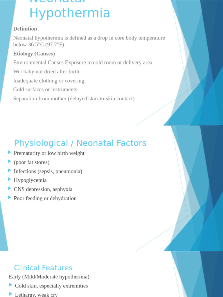 Neonatal Hypothermia & Hypoglycemia Guide | PDF | Hypothermia ...