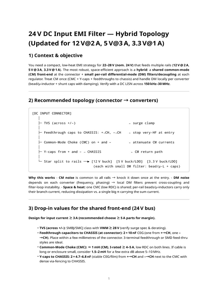 24V DC Input EMI Filter Design Guide | PDF | Electrical Engineering ...