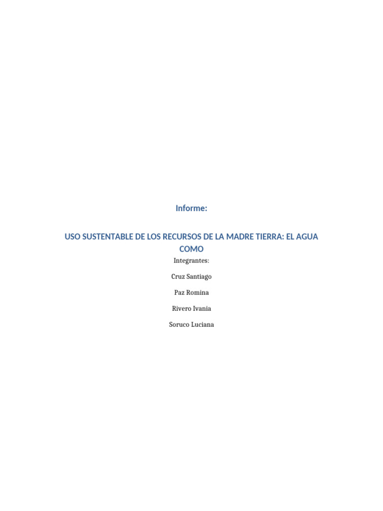Uso Sostenible del Agua y Recursos Naturales | PDF | Agua | Sustentabilidad