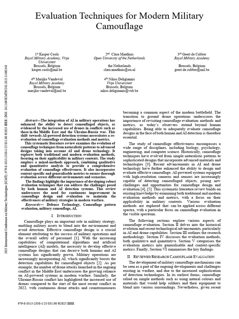 Military Camouflage Evaluation Techniques | PDF | Artificial ...