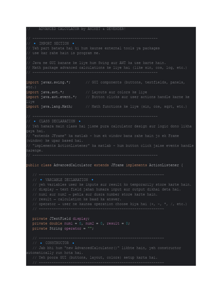 Advanced Java GUI Calculator | PDF | Computing Platforms | Software ...