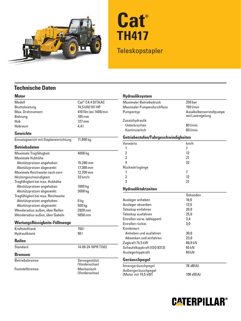 Ficha Tecnica Telehandler | PDF
