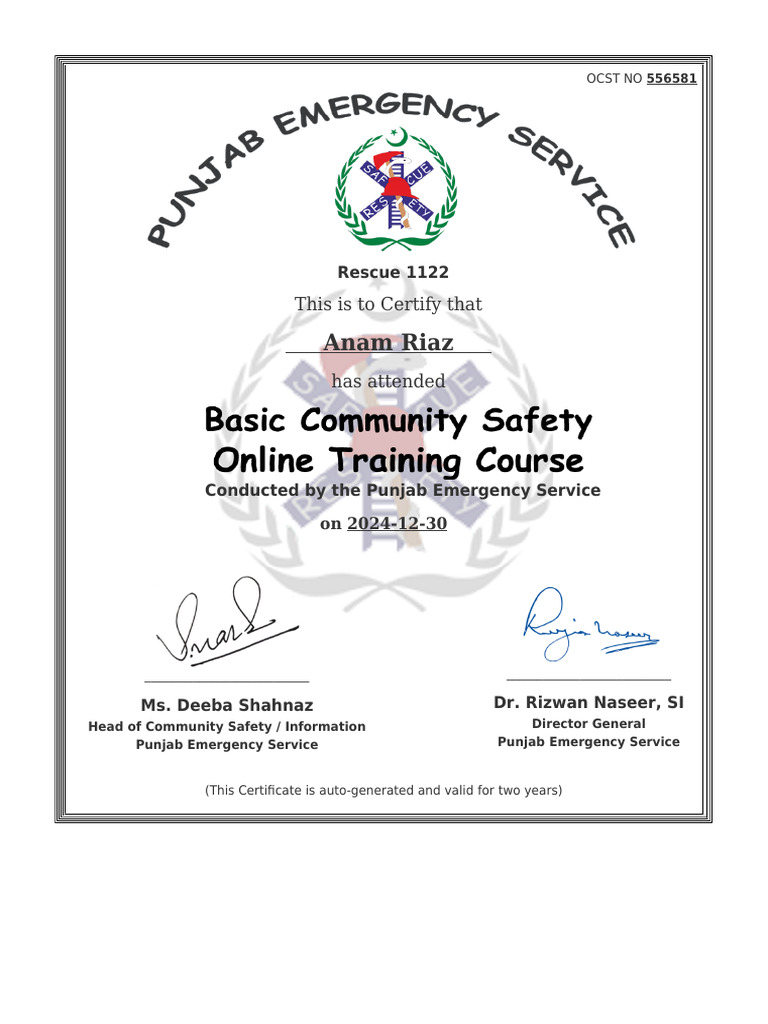 Anam Riaz-Basic Community Safety | PDF