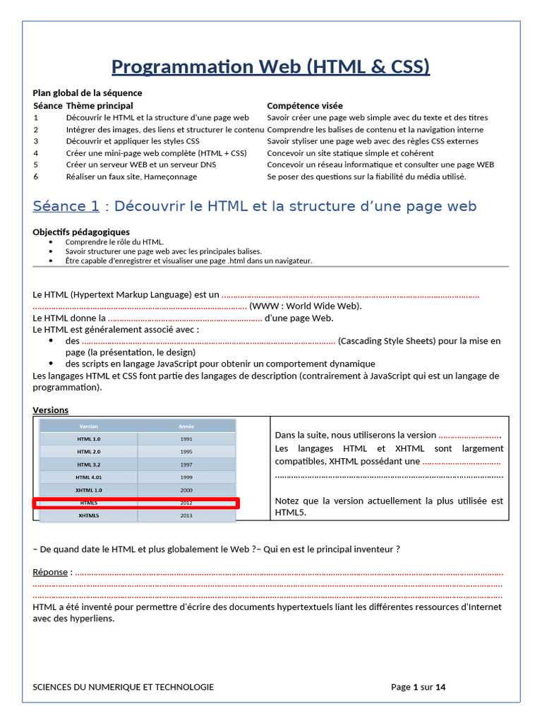 Introduction à HTML et CSS pour débutants | PDF | Internet | Internet ...