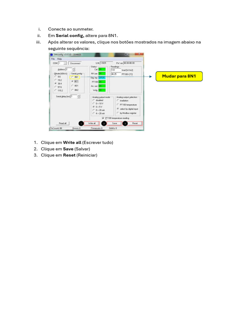 Configuração do Sunmeter 8N1 | PDF