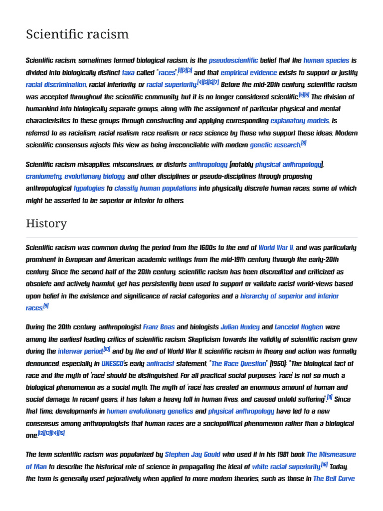 Scientific Racism - Wikipedia | PDF | Race (Human Categorization) | Racism