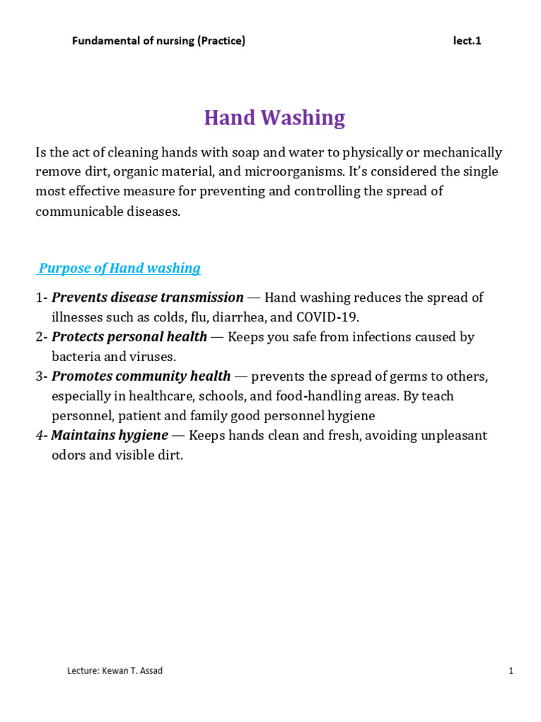 Hand Washing | PDF