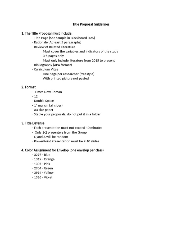 Title Proposal Guidelines | PDF