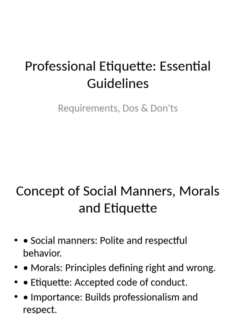 Essential Professional Etiquette Guide | PDF