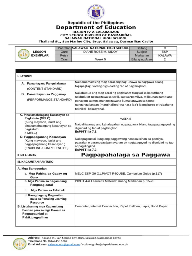 Esp9 MDL Le q2 Week 5 | PDF