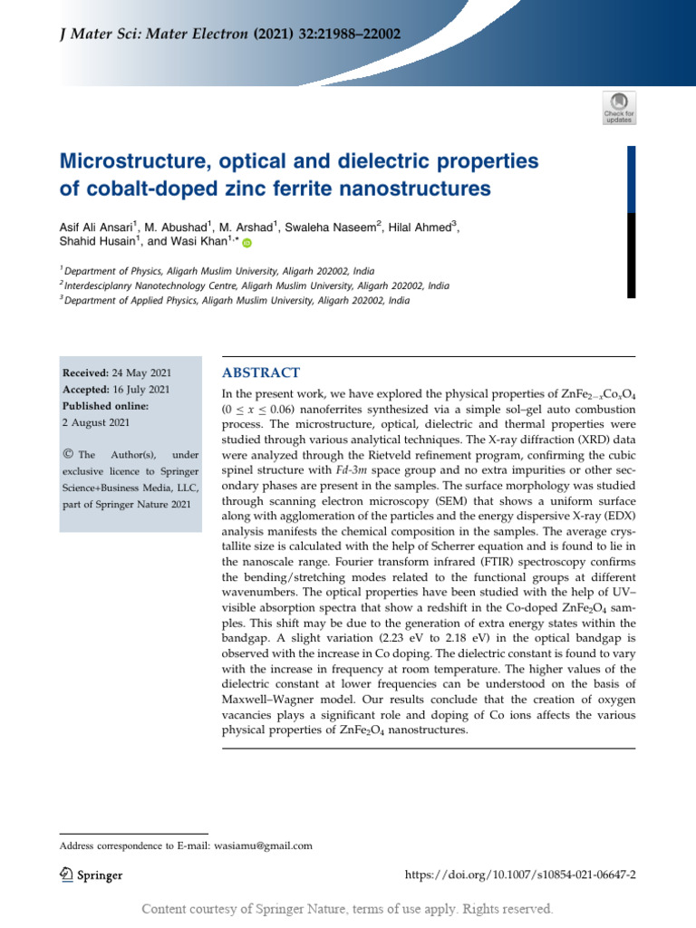 Microstructure Optical and Dielectric Properties o | PDF | Dielectric ...