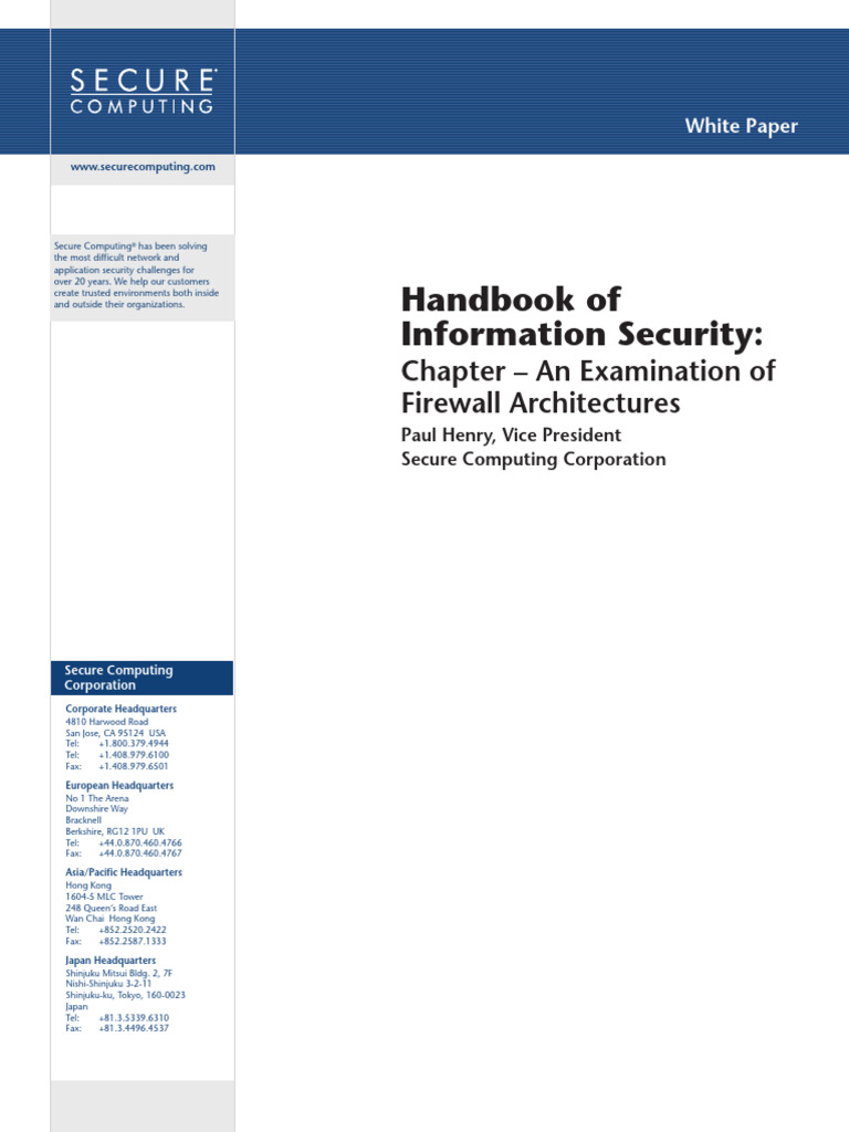Chapter - An Examination of Firewall Architectures | PDF | Internet ...