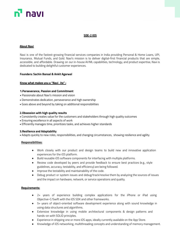 IOS 2 Job Description | PDF | Ios | Software Development