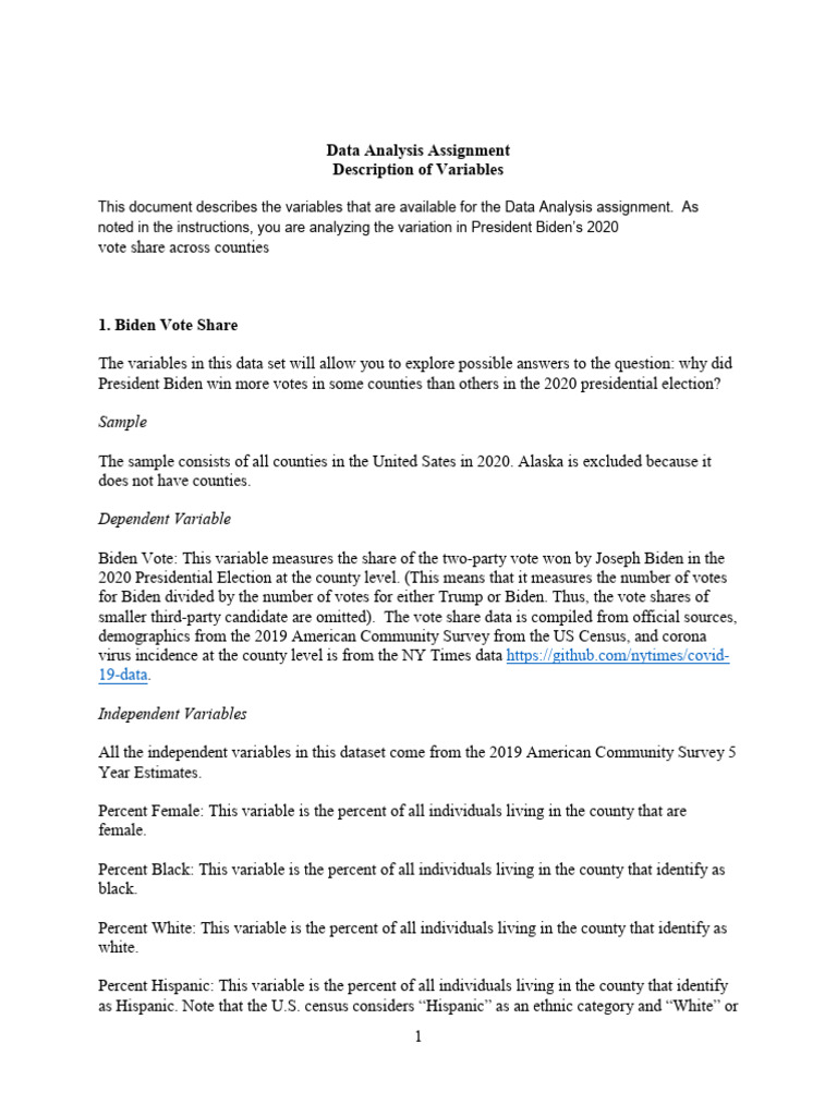 Variable Descriptions 1 | PDF | Gini Coefficient | White Americans
