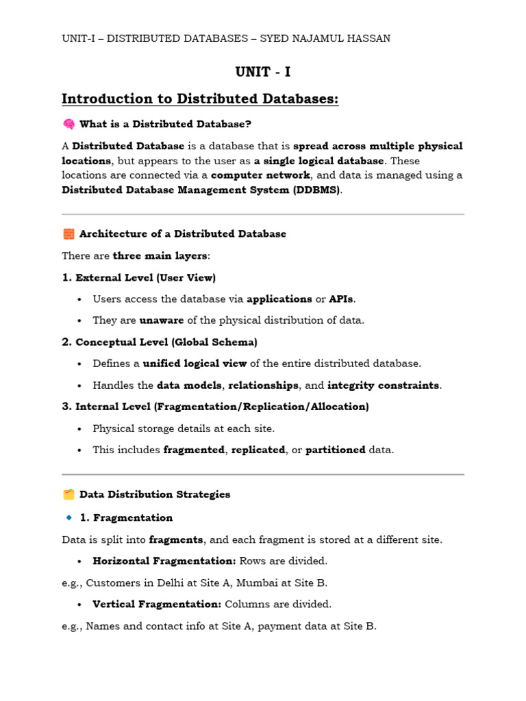 DD Unit-1 | PDF | Databases | Replication (Computing)
