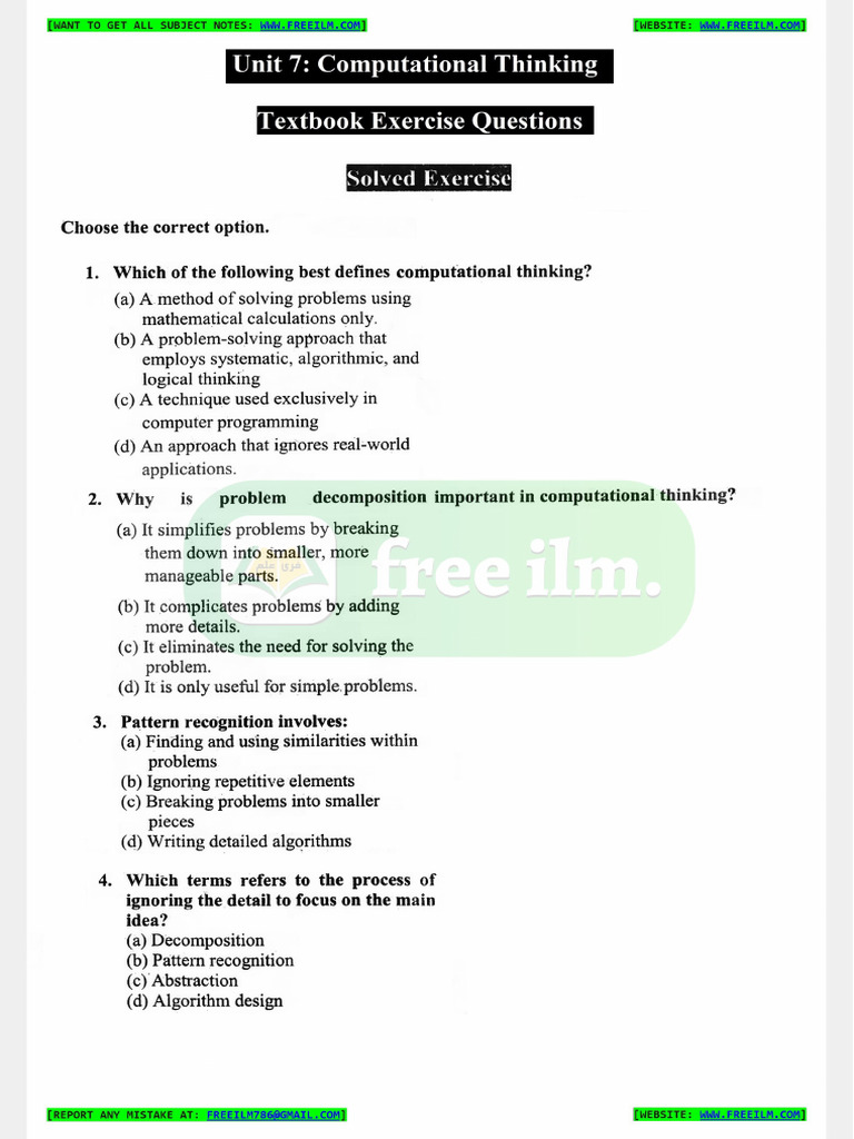 9th Computer New Ch7 Exercise | PDF