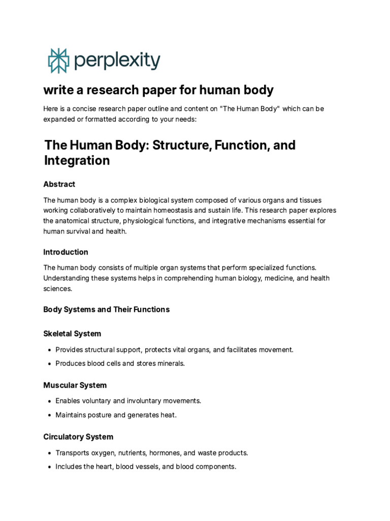 Human Body: Anatomy and Functions Guide | PDF