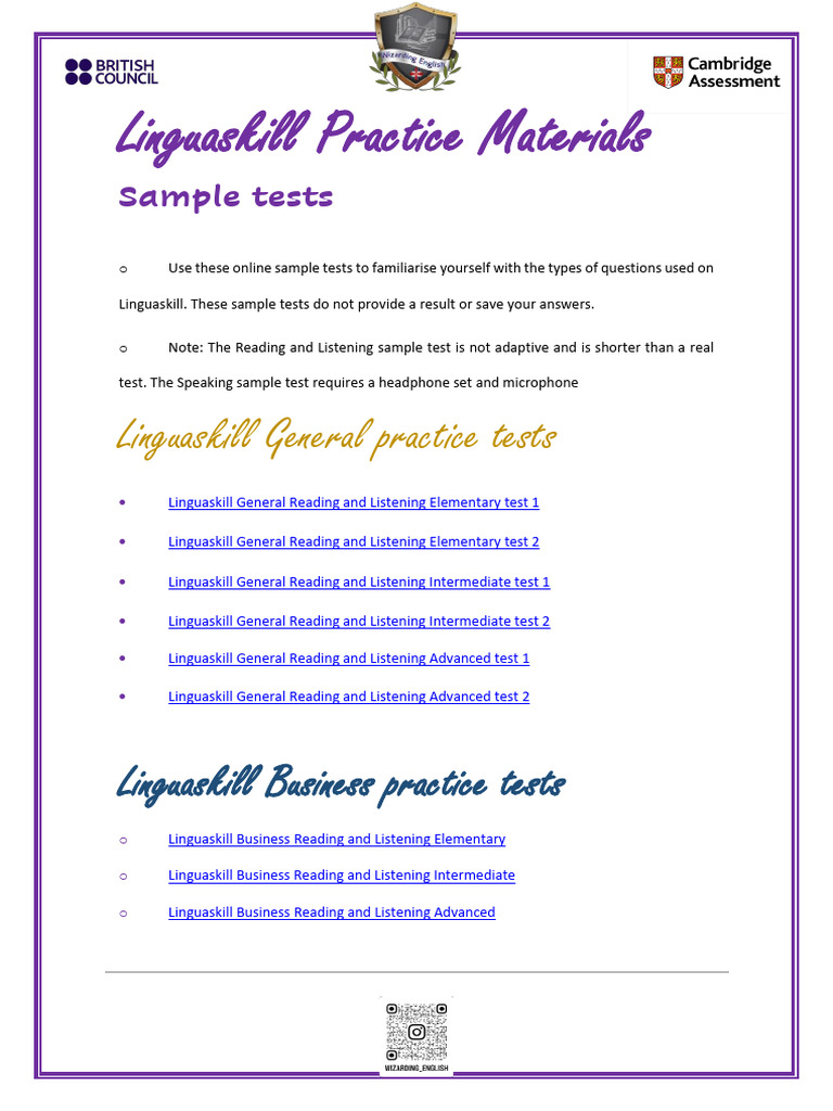 Linguaskill Practice Tests and Materials | PDF