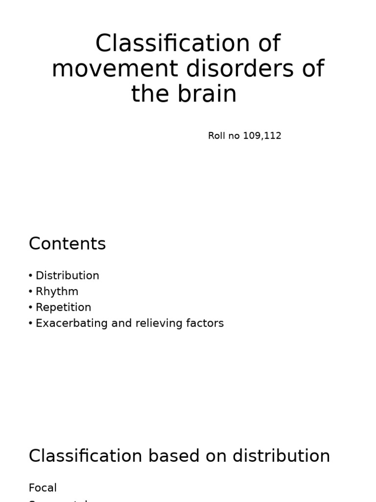 Movement Disorders Classification | PDF | Dystonia | Neurological Disorders