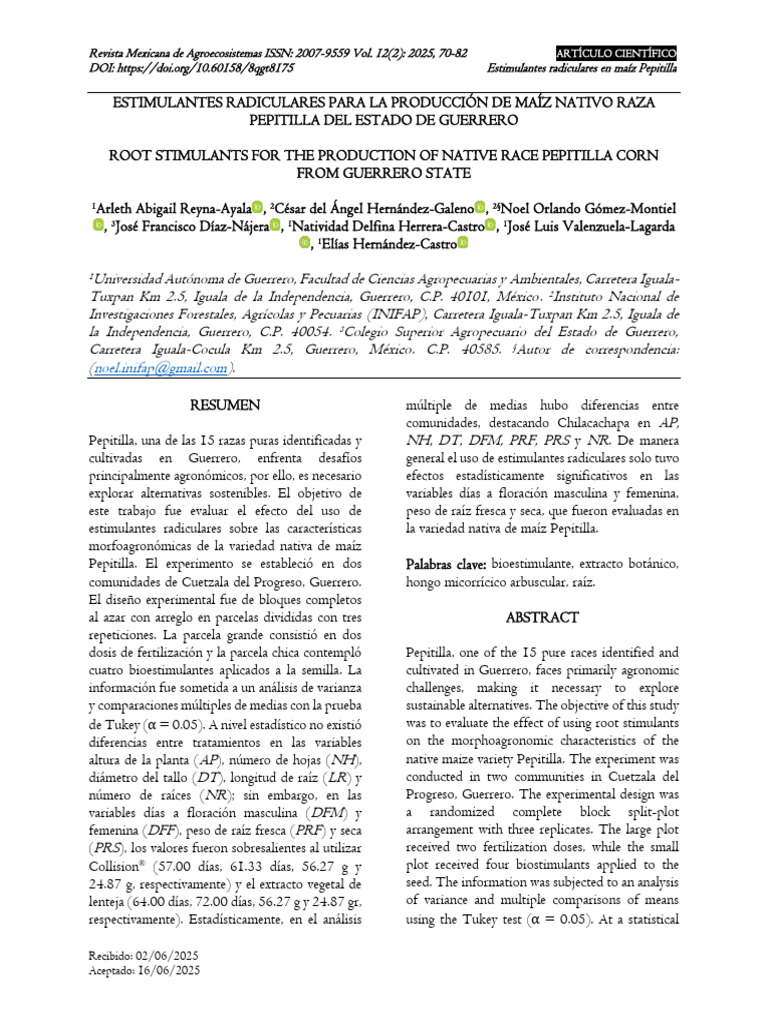 RMAE 2025 017 Maíz+Pepitilla | PDF | Maíz | Hormona Vegetal