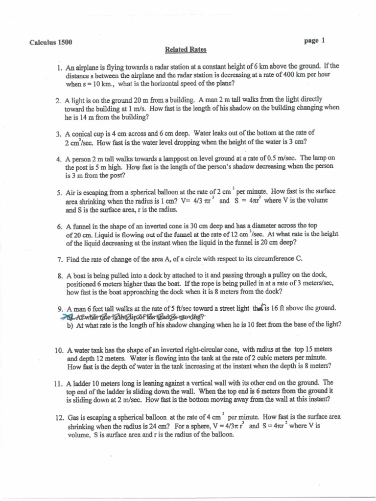 RelatedRatesWorksheet - 1-21 With Answer Key | PDF