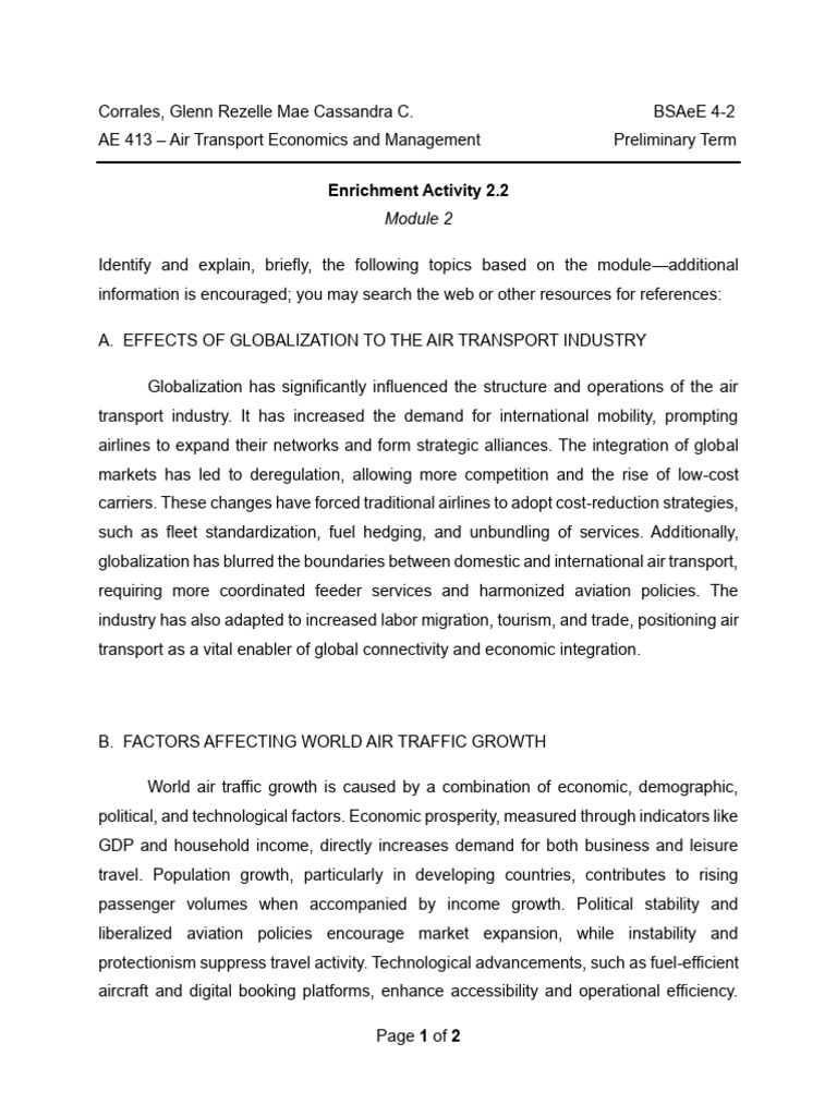 Globalization's Impact on Air Transport | PDF | Airlines | Transport