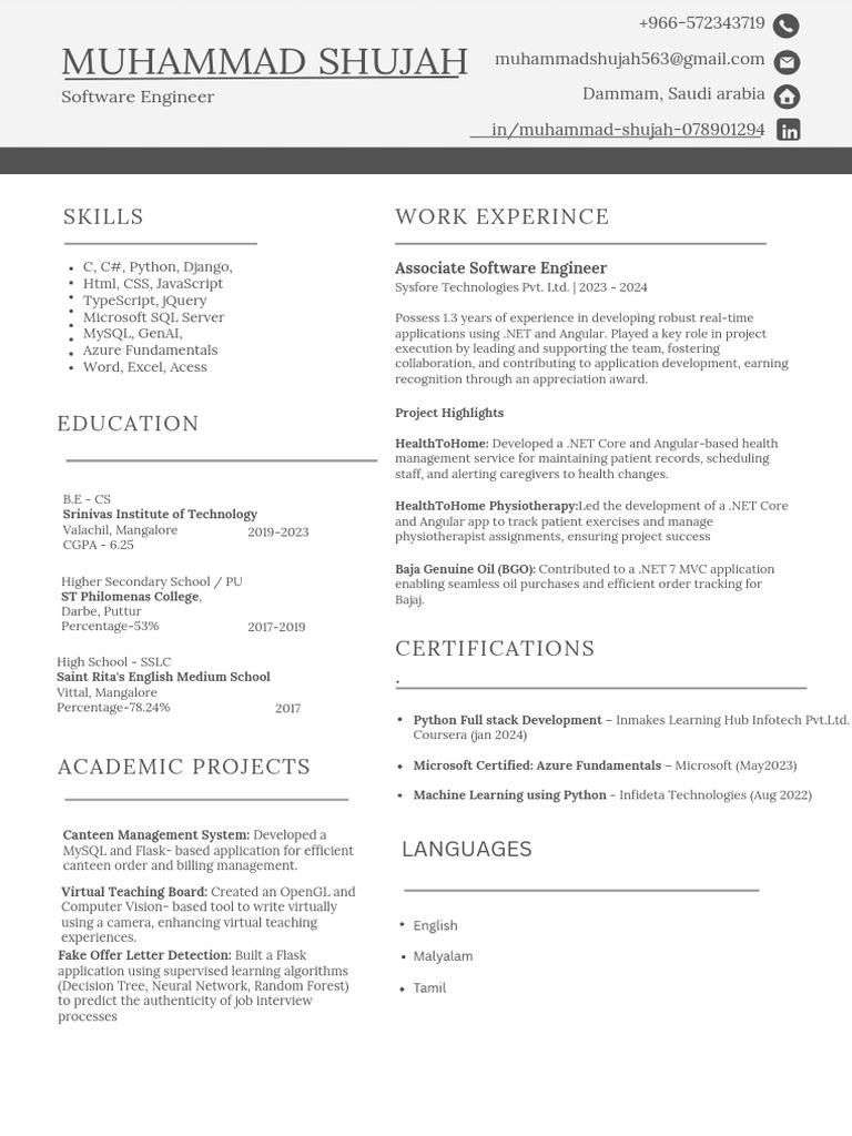 Muhammad Shujah Software Engineer | PDF | Software Engineering | Computing