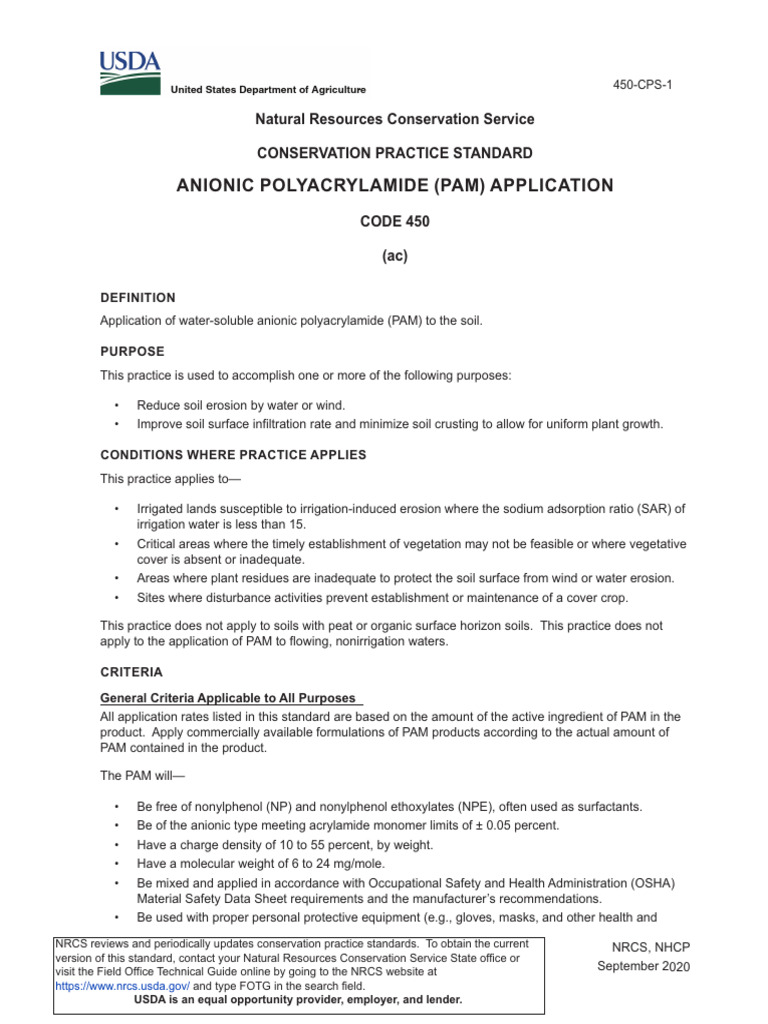 Anionic Polyacrylamide PAM Application 450 CPS 9 2020 | PDF | Soil ...