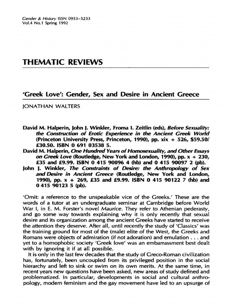 Ancient Greek Gender and Sexuality Insights | PDF
