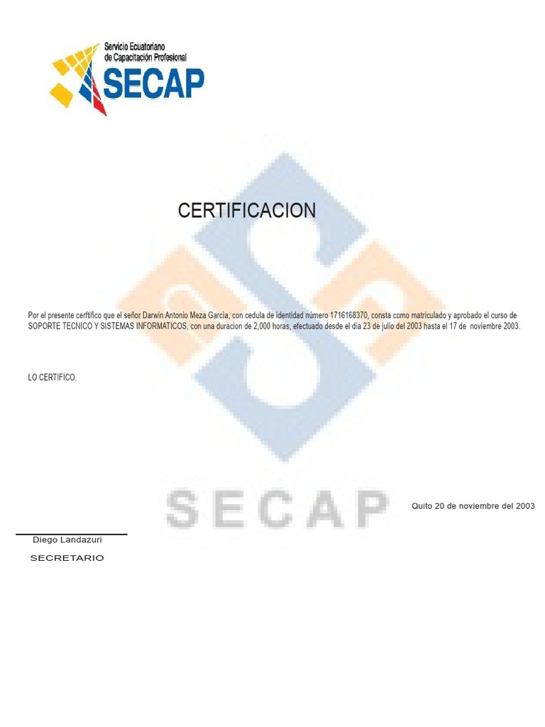 Titulo Secap Soporte Tecnico | PDF