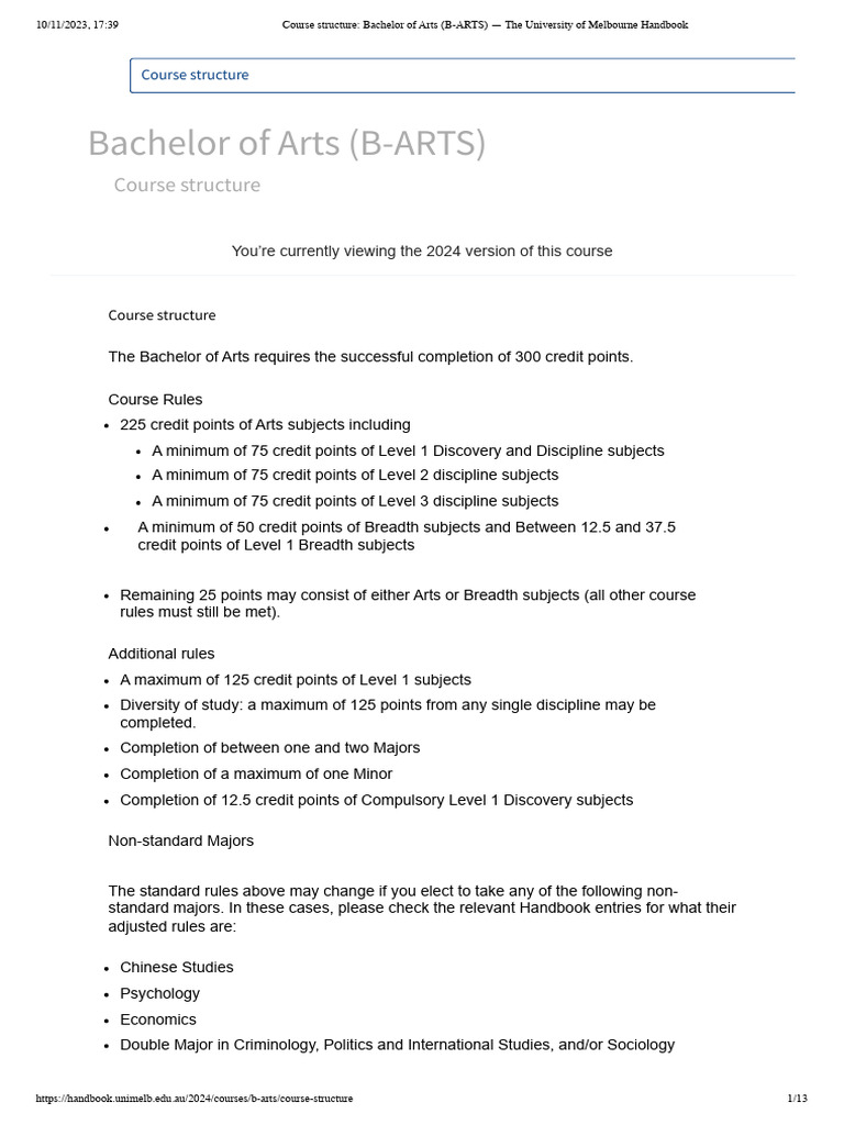 Bachelor of Arts Course Structure 2024 | PDF | Social Sciences ...