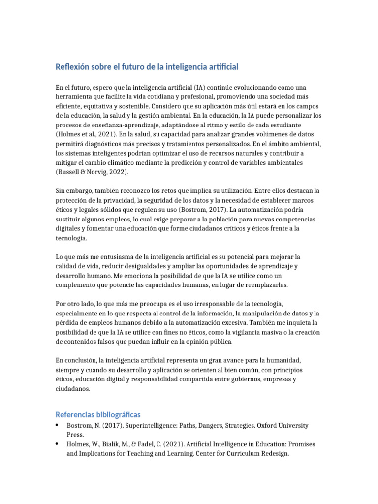 Reflexion Sobre El Futuro de La Inteligencia Artificial | PDF ...