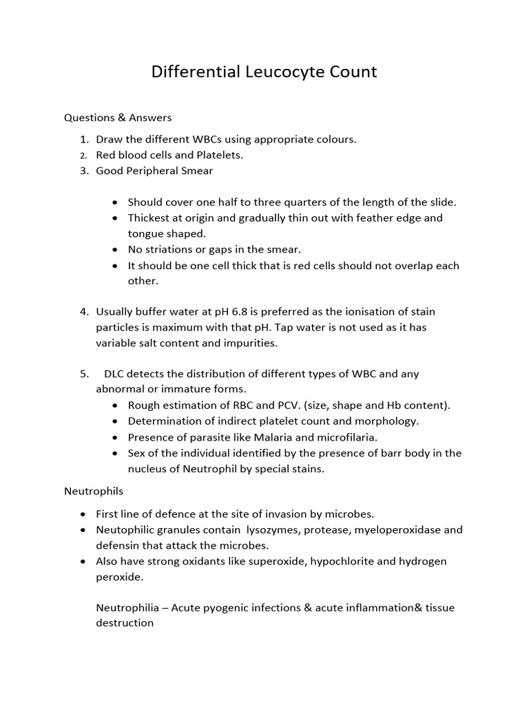 Differential Leucocyte Count (1) - 121503 | PDF | White Blood Cell ...