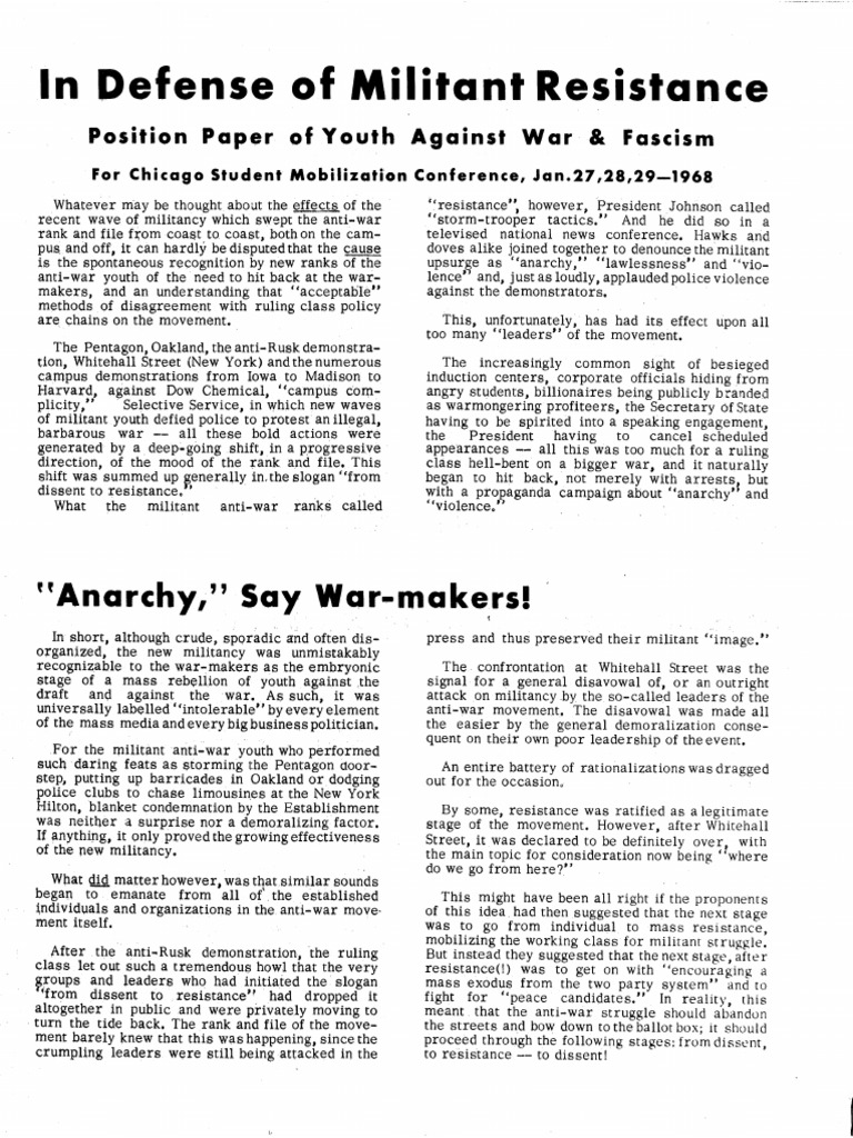 In Defense of Militant Resistance Pamphlet | PDF