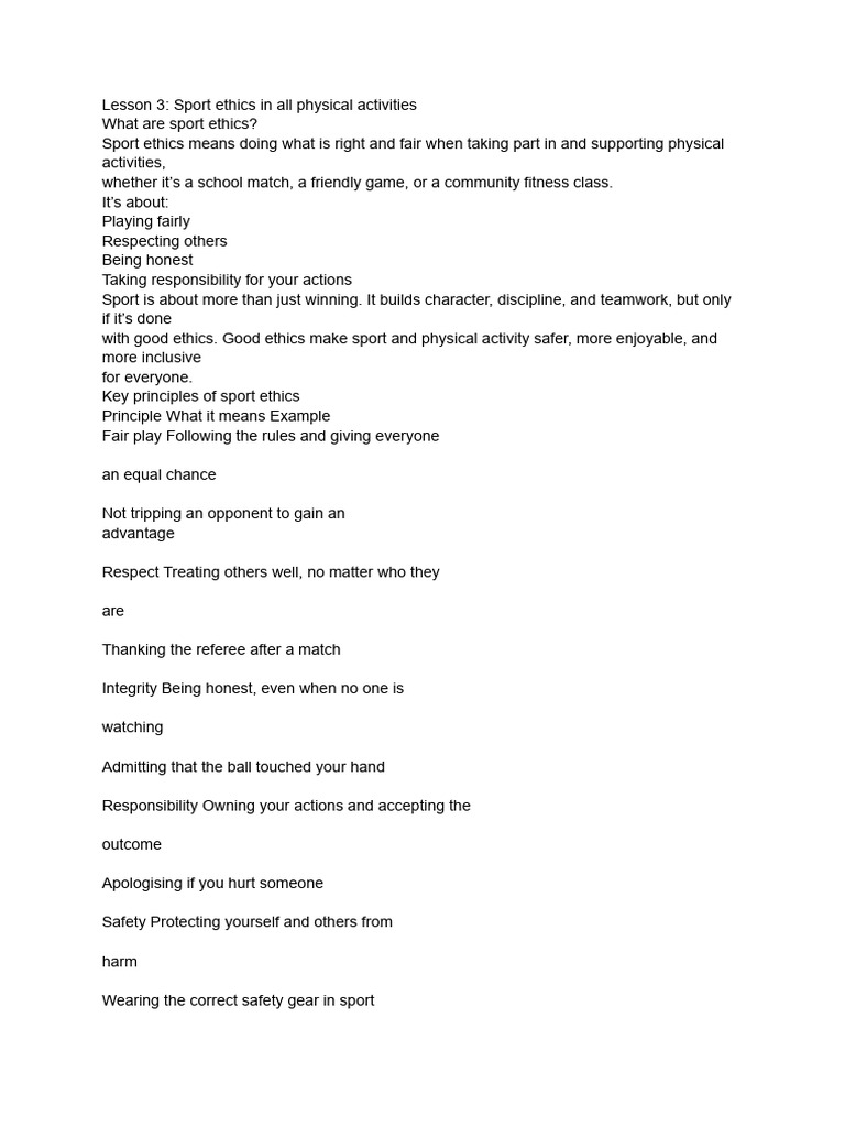 Understanding Sport Ethics and Fair Play | PDF | Sports