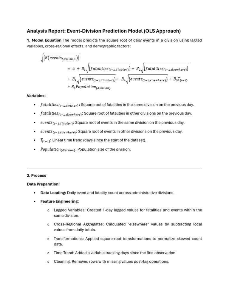 Event-Division OLS Model Report | PDF | Ordinary Least Squares ...