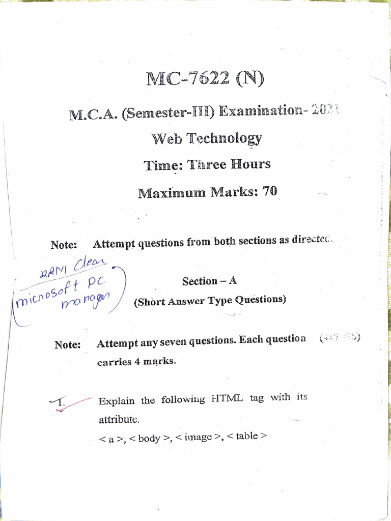 Web Technology Paper 2021 | PDF | Software Engineering | Internet