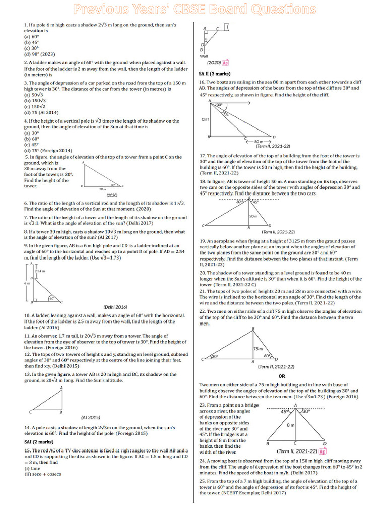 Height and Distance | PDF
