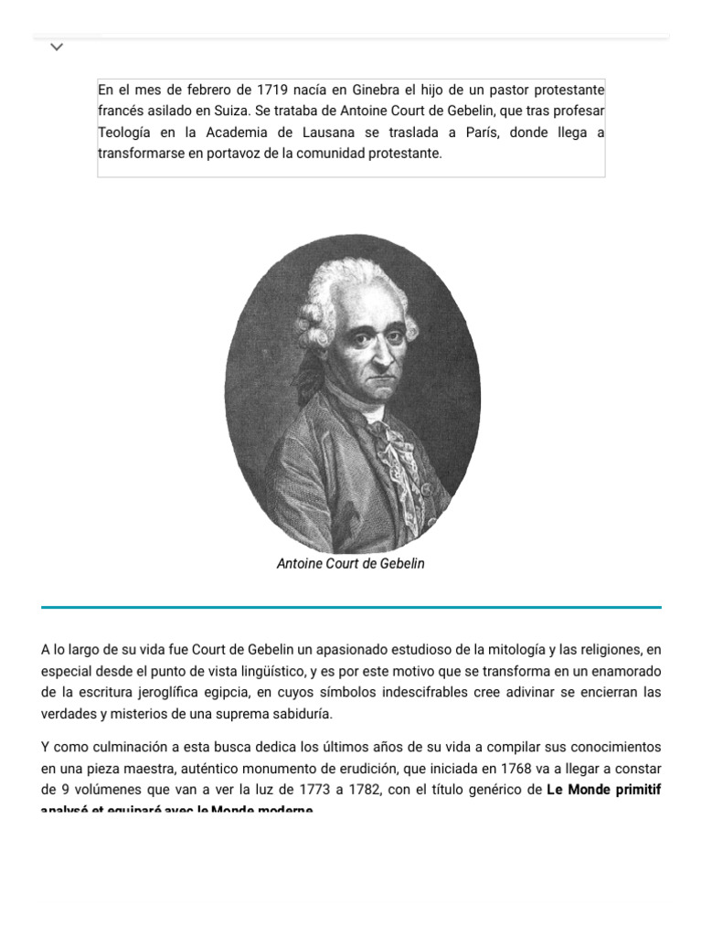 Antoine Court de Gebelin - La Guía Del Tarot | PDF | Tarot