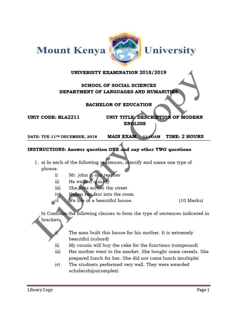 Bla2211 Description of Modern English Reg Main | PDF | Phrase ...