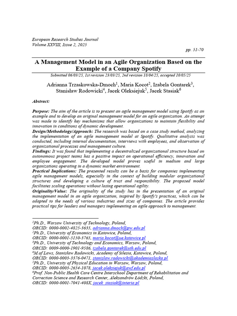Agile Management Model Inspired by Spotify | PDF | Agile Software ...