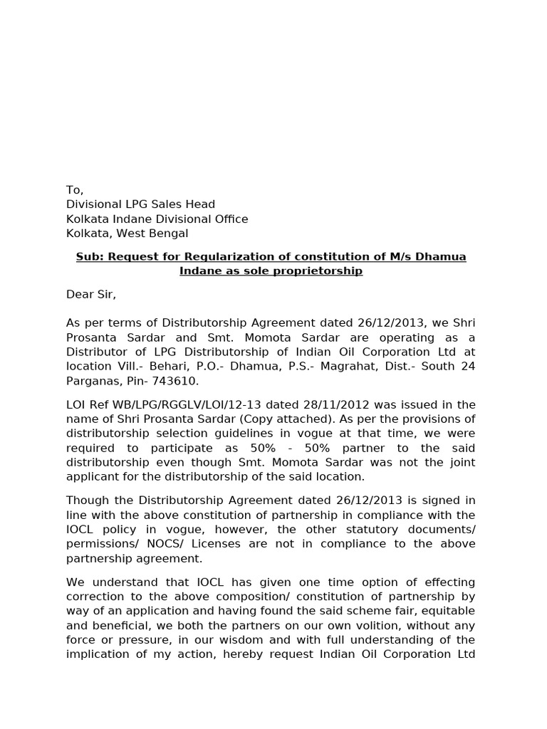 Request for LPG Distributorship Regularization | PDF | Social ...