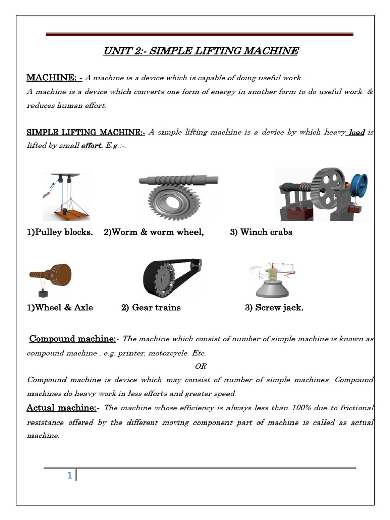 Simple Lifting Machines Explained | PDF | Machines | Mechanical Engineering