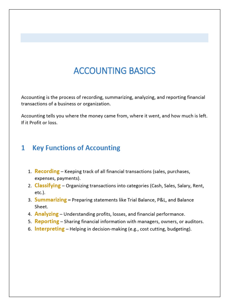 Accounting Basics | PDF