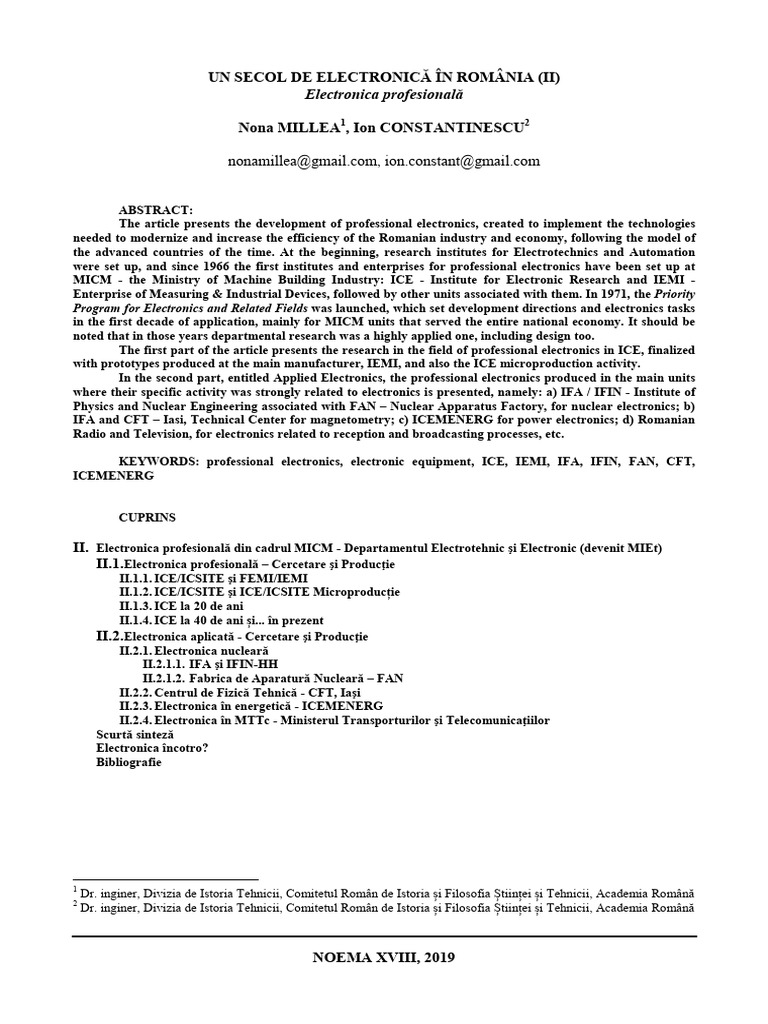 Un Secol de Electronica in Romania (Vol. 2) | PDF