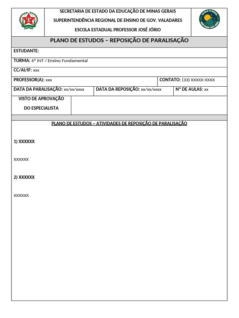 Plano de Estudos para Reposição de Aulas | PDF