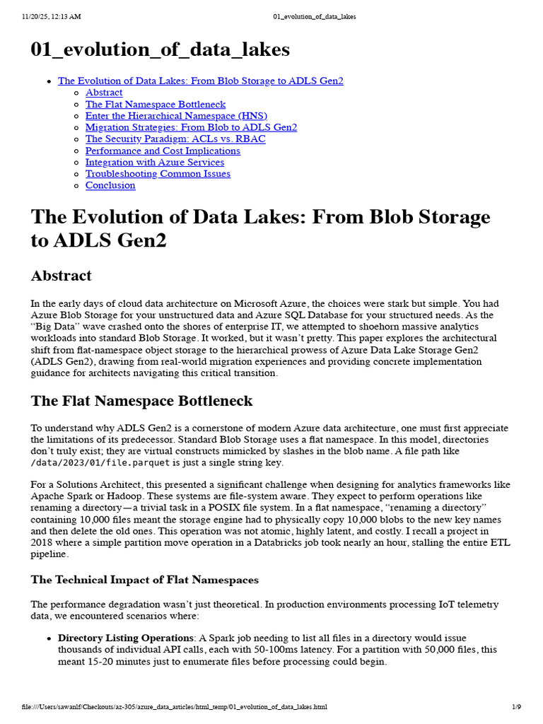 Data Lakes: Blob Storage to ADLS Gen2 | PDF | File System | Computer File